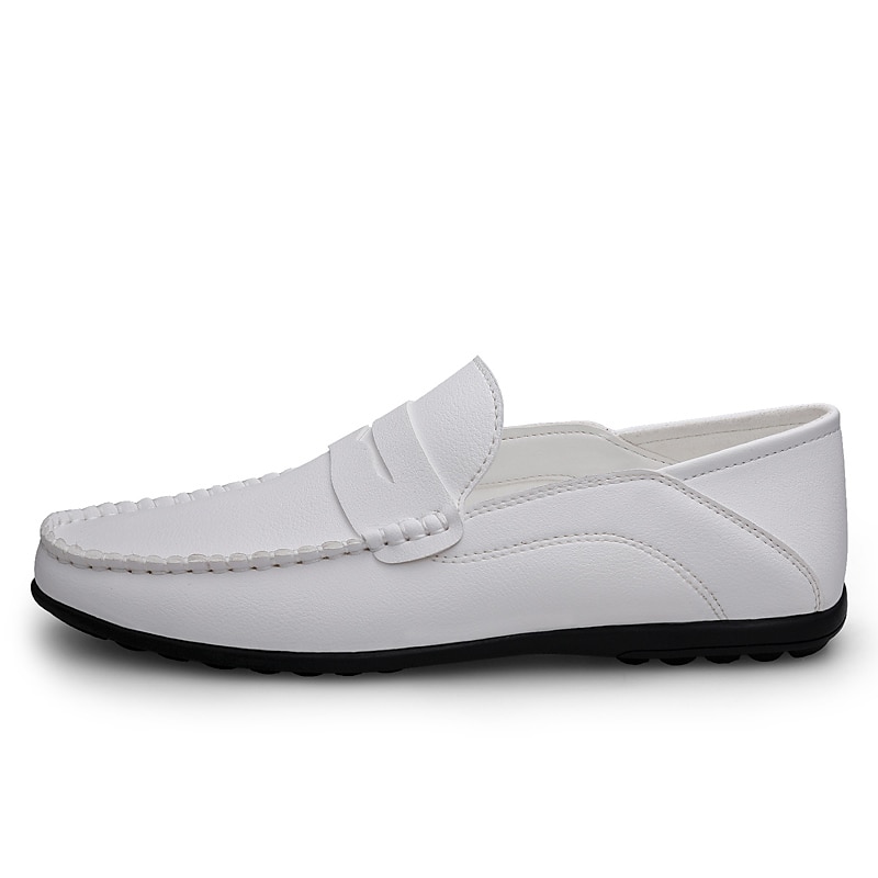 Men's White Faux Leather Loafers – Casual Slip-On Driving Shoes for Business & Summer Wear 2025 - $34.99 –P9
