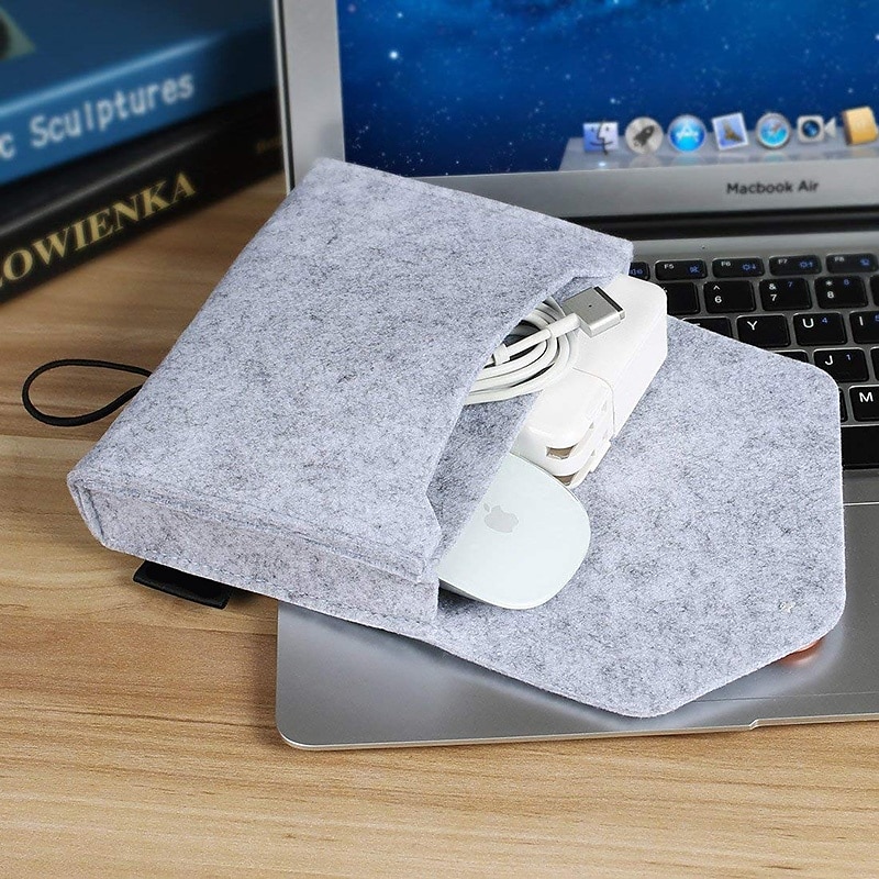Θήκη μετασχηματιστή ρεύματος macbook τσάντα αποθήκευσης τσόχα φορητή θήκη οργάνωσης ηλεκτρονικών αξεσουάρ για τροφοδοτικό για φορητό υπολογιστή macbook pro air μαγικό ποντίκι καλώδιο φόρτισης σκληρού 2025 - $8.99 –P3