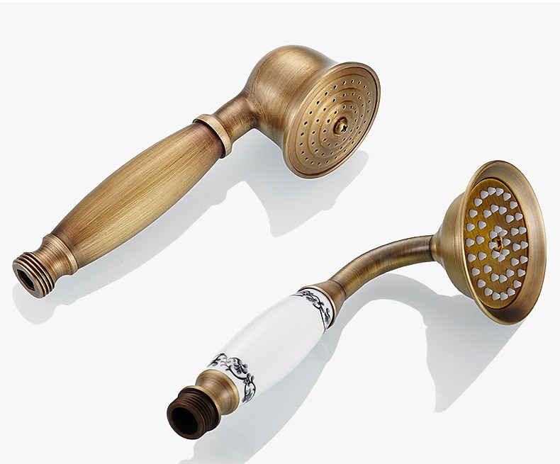 Traditional Shower System Faucet Set with Bathtub Spout with Heldhand Handshower Spray, Vintage Brass Dual Spout Wall Mounted Ceramic Mixer Valve 2025 - $145.99 –P8