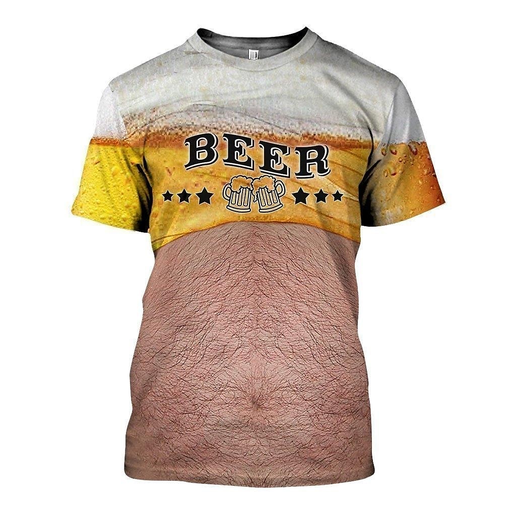 2025年 男性用 カラーブロック 3D ビール シャツ Tシャツ 半袖 Tシャツ ラウンドネック シャツ ベーシック お出かけ 週末 オクトーバーフェスト ライトイエロー ブラック ホワイト 衣類 プラスサイズ S M L XL 2XL 3XL S  コレクション – $17.99 –P3