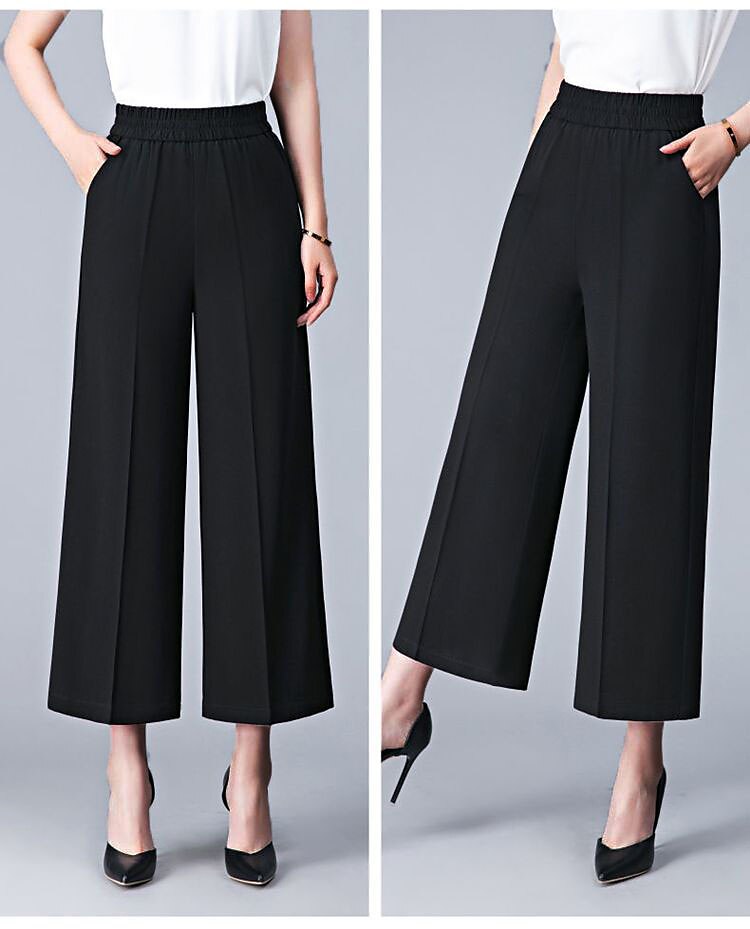 pantaloni da lavoro a gamba larga da donna pantaloni larghi tasca intera microelastico a vita alta streetwear casual strada nero bianco xl 2xl estate primavera del 2025 a $16.99 –P9