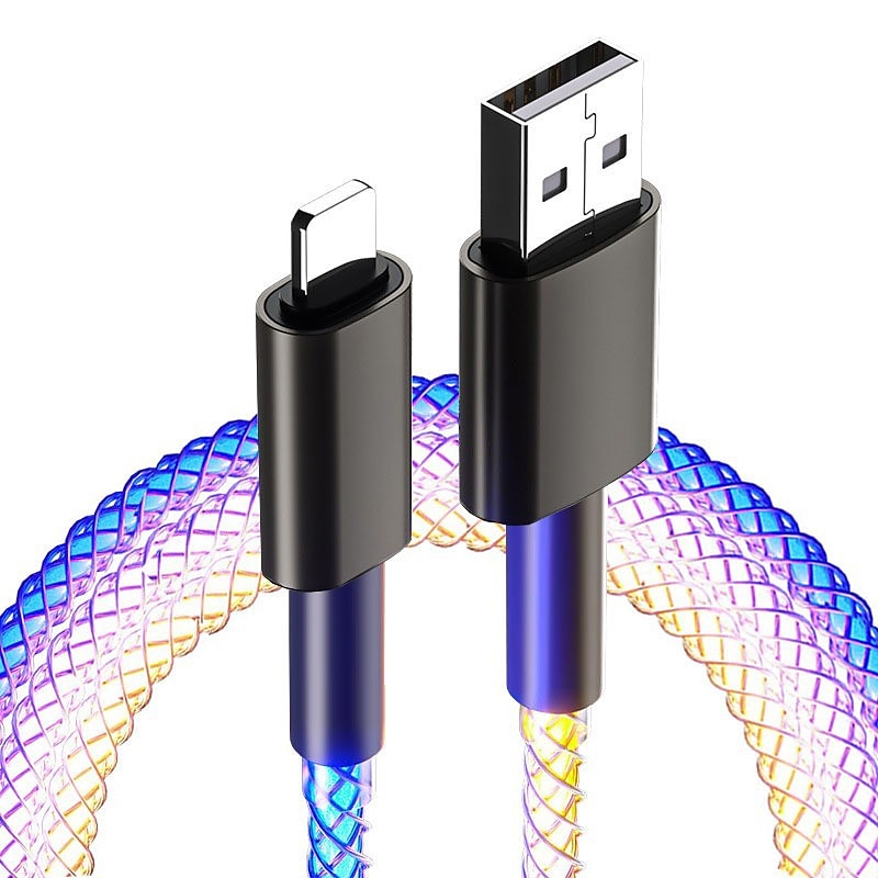 snabbladdning rgb kabel 100w andningsljus 66w typ c usb c datakabel för iphone samsung android micro 30w snabbladdningskabel 2025 - $11.99 –P6