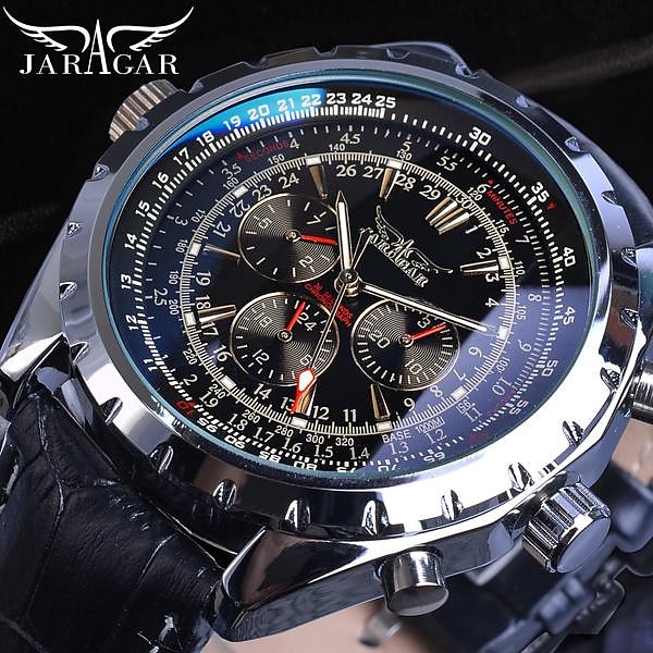JARAGAR Mechanical Watch for Men Aviator Series Military True Men Sport Automatic Watch Luxury Stainless Steel Mechanical Male Clock Hour Luminous Wristwatch Blue Glass 2025 - $55.99 –P18