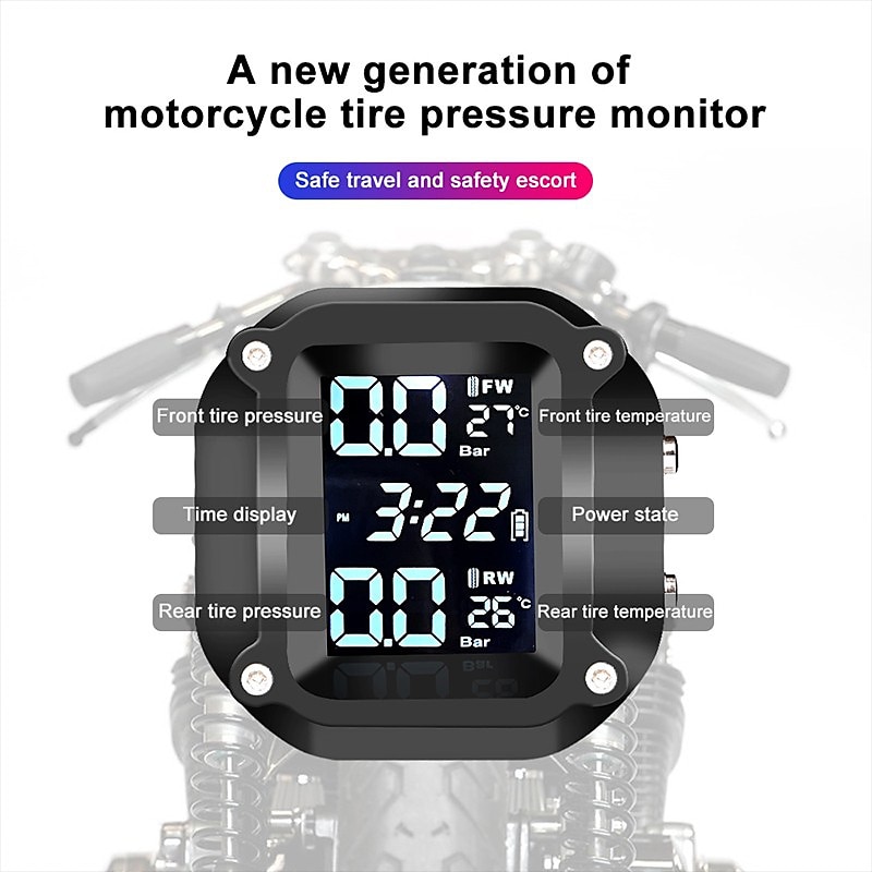 motorfiets tpms motor bandenspanning bandentemperatuurbewaking alarmsysteem met 2 externe sensoren 2025 - $49.99 –P7