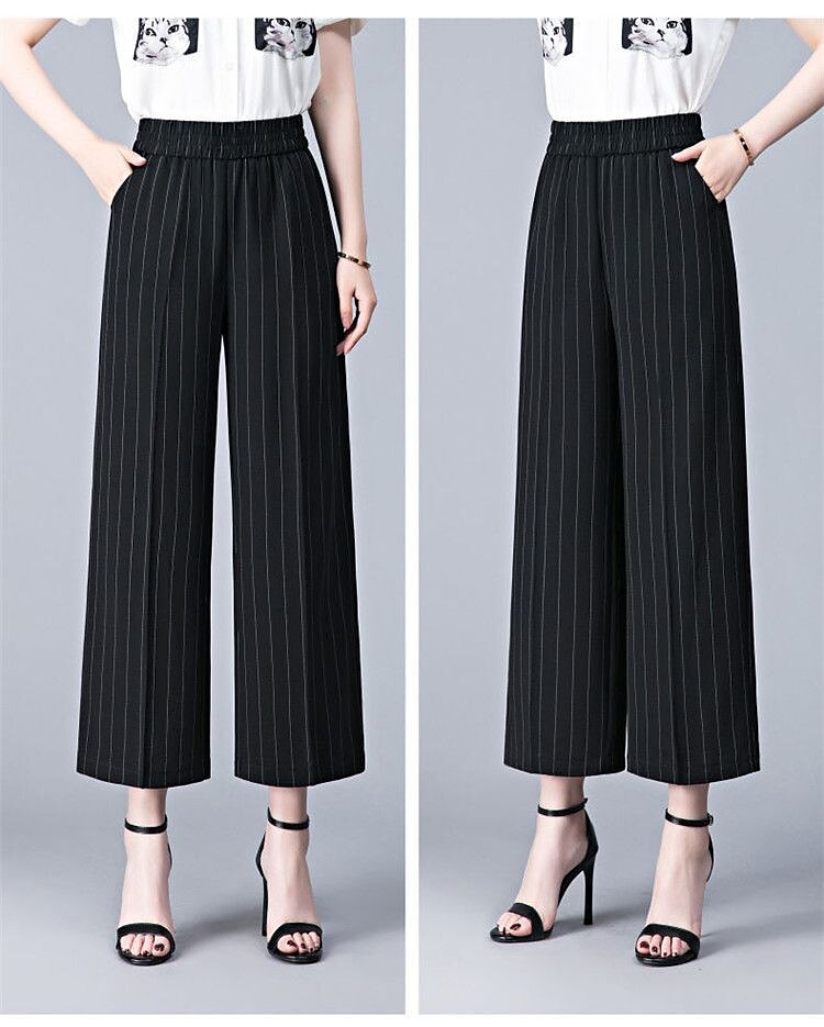 pantaloni da lavoro a gamba larga da donna pantaloni larghi tasca intera microelastico a vita alta streetwear casual strada nero bianco xl 2xl estate primavera del 2025 a $16.99 –P10