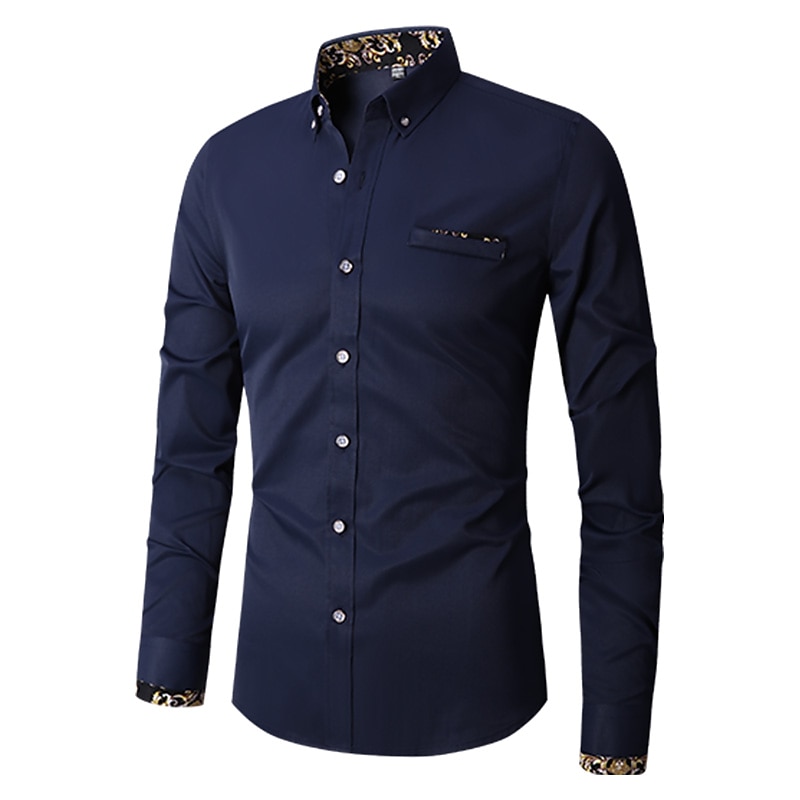 Per uomo Camicia Camicie Camicia abbottonata Resistente alle rughe Camicia con bottoni Liscio Matrimonio Ufficio e carriera Nero Bianco Vino Blu reale Manica lunga Collo ripiegabile Primavera del 2025 a $21.99 –P14