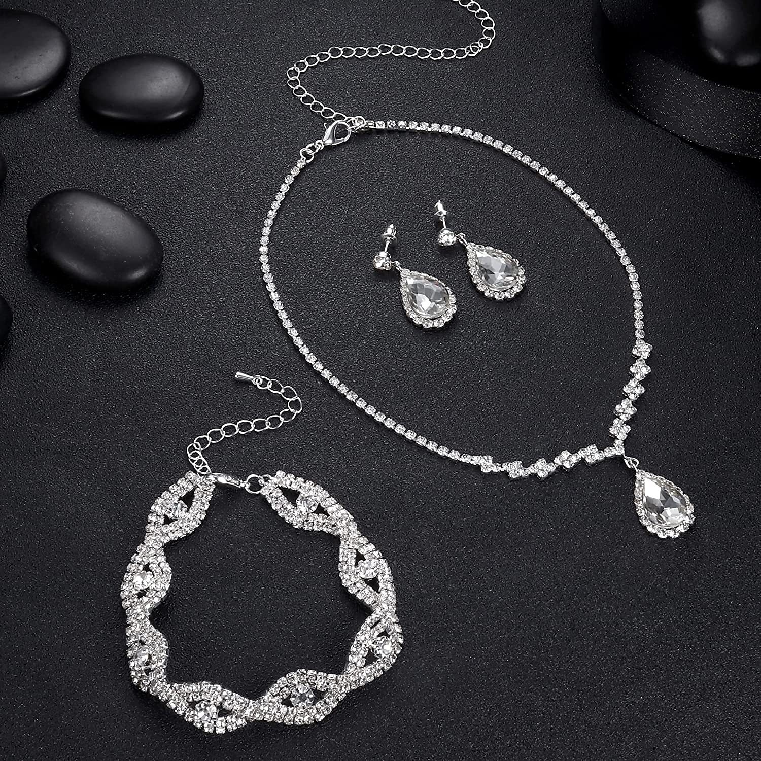 Svatební šperky Soupravy 1 sada Slitina 1 x náhrdelník Náušnice Náramky Dámské Přizpůsobeno stylové Jednoduchý Briolette Drahocenný Kapka vody Diamond Sada šperků Pro Svatební Výročí Zvláštn 2025 - $9.99 –P3