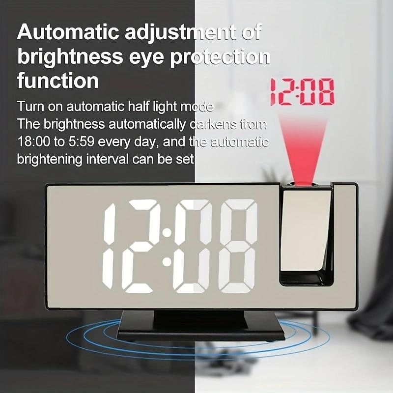 nouvelle horloge de projection led multifonctionnel réveil numérique horloge électronique photosensible automatique avec usb plug-in transfrontalier de 2025 ? $22.99 –P5