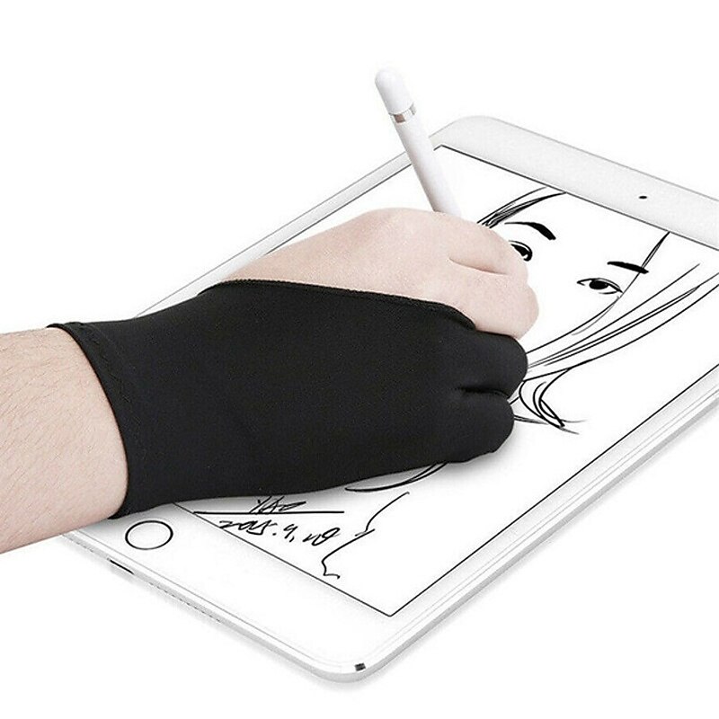 2pcs artista professionista che disegna due dita guanto antivegetativo per tavoletta grafica light pad (neroblurossoviolarosa) del 2025 a $6.99 –P5