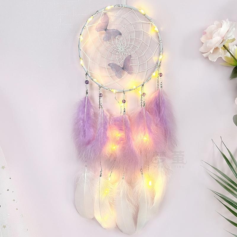 Butterfly Dream Catcher Handmade Gift Feather Hook Flower Wind Chime with One Circle Ornament Wall Hanging Decor Art Boho Style 16x65cm/6.2''x25.5'' 2025 - $10.49 –P7