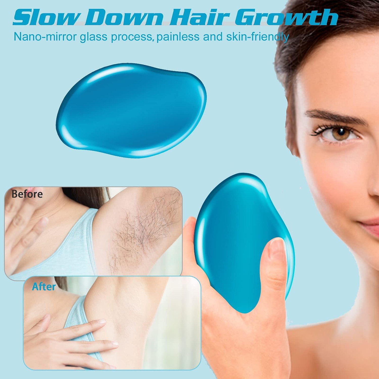 Gomme à cheveux en cristal pour femmes et hommes, dispositif d'épilation en cristal réutilisable outil d'épilation exfoliation indolore magique, gomme à cheveux magique pour les jambes des bras de 2025 ? $14.99 –P1