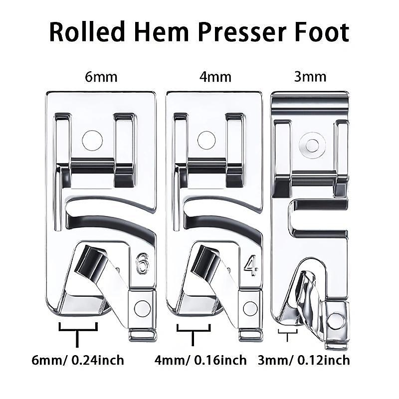 3pcs Narrow Rolled Hem Sewing Machine Presser Foot Set, Suitable For 3mm, 4mm, 6mm, Compatible With Household Multifunctional Sewing Machine 2025 - $9.49 –P2