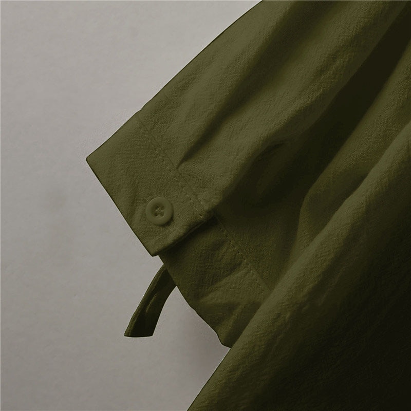 Per uomo Camicia Camicia di lino Camicia in cotone e lino Camicia bianca di cotone Camicia con colletto cinese Camicia con colletto alla coreana Semplice Vacanza Casuale Nero Bianco Verde Mezze del 2025 a $24.99 –P7