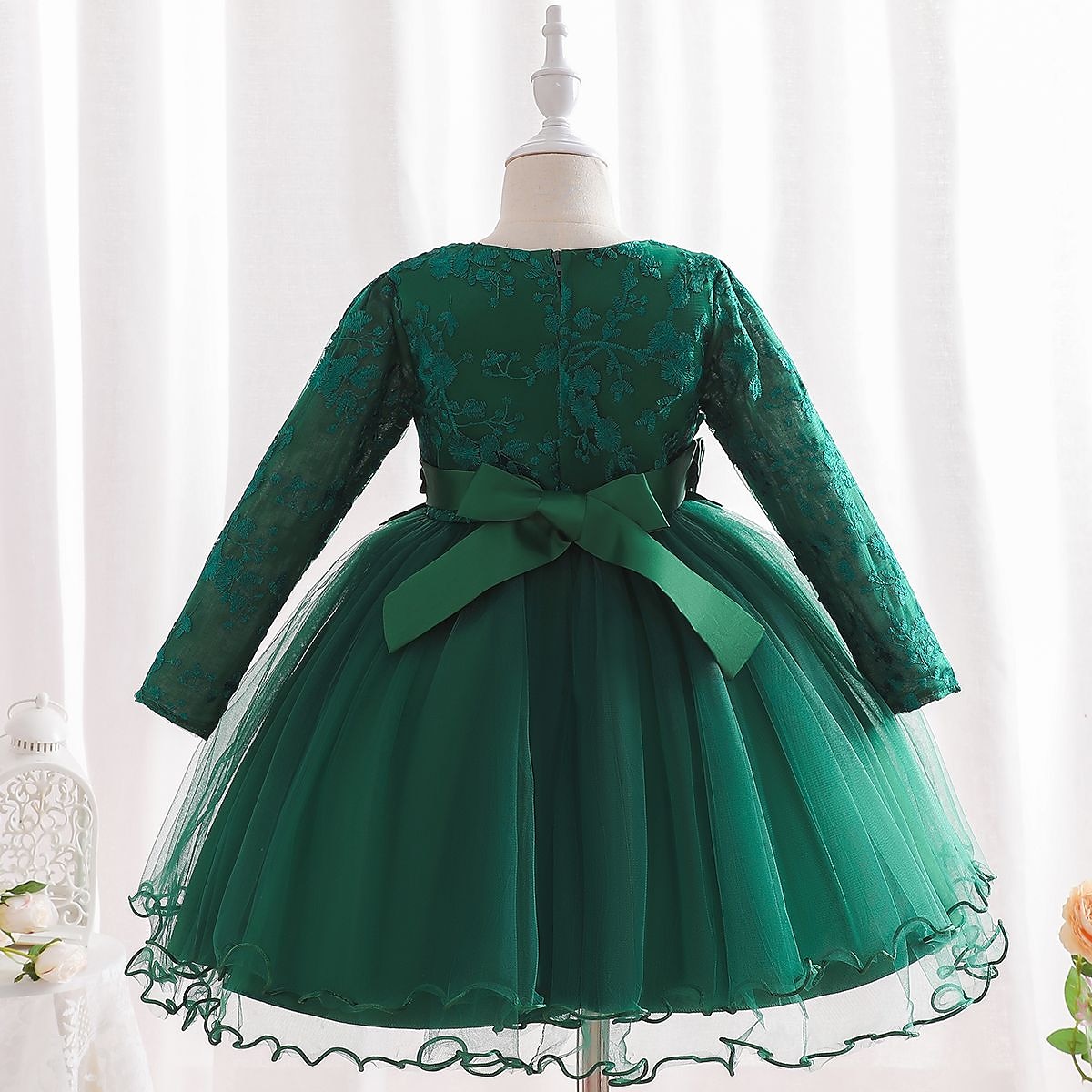 Kids Girls' Dress Party Dress Flower Long Sleeve Special Occasion Birthday Mesh Embroidered Princess Sweet Polyester Midi Party Dress Summer Spring 4-12 Years Pink Wine Green 2025 - $43.99 –P9
