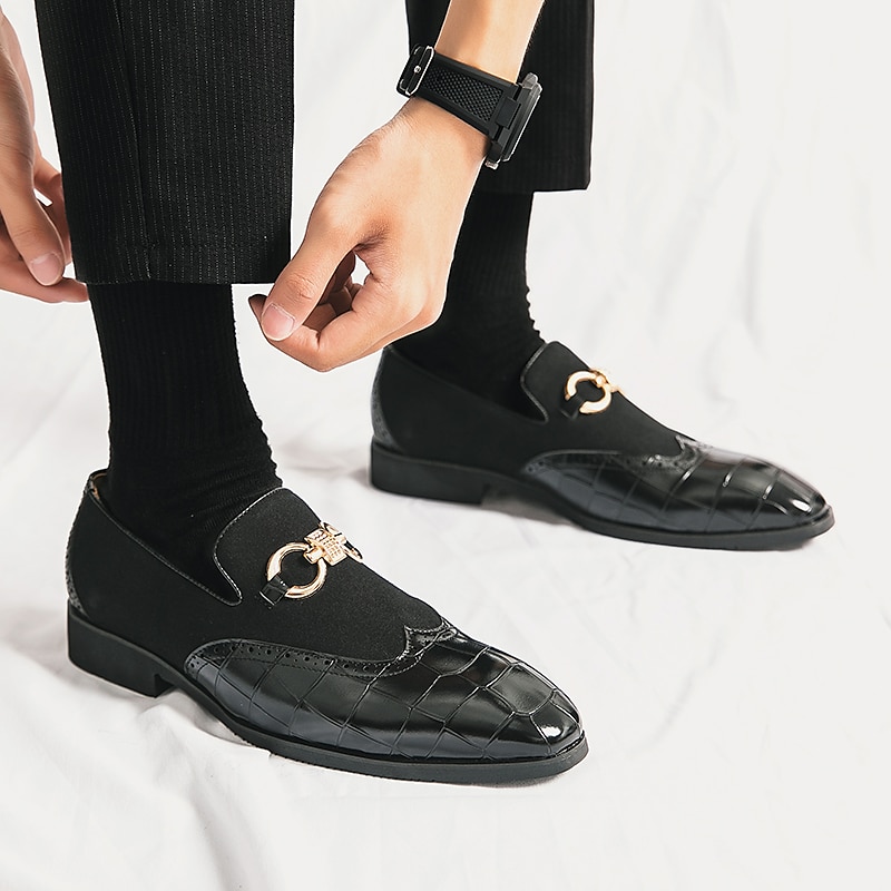 gröna loafers i konstläder för män med krokodilmönster och guldspänne - snygga högtidsskor för kontor, affärs- och fritidskläder 2025 - $46.99 –P14