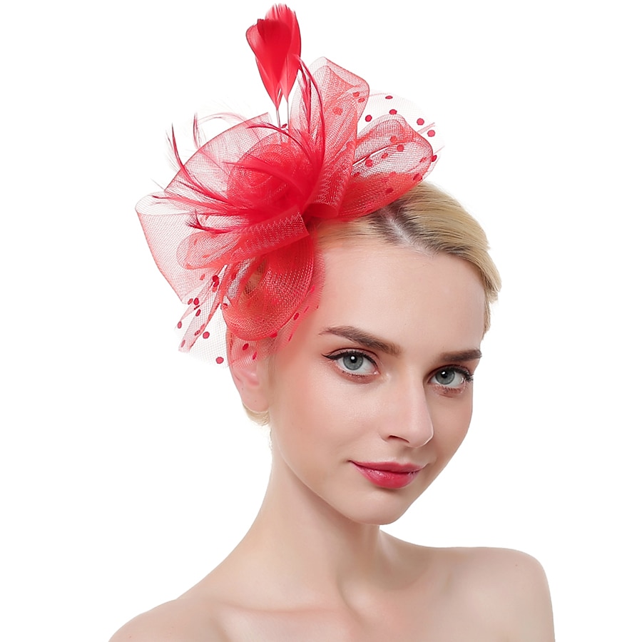 Fascinators Kentucky Derby Hut Kopfbedeckung Organza Fedora Hut Urlaub Cocktail Retro elegant mit Feder Minispot Kopfbedeckung Kopfbedeckung 2025 - $11.49 –P1