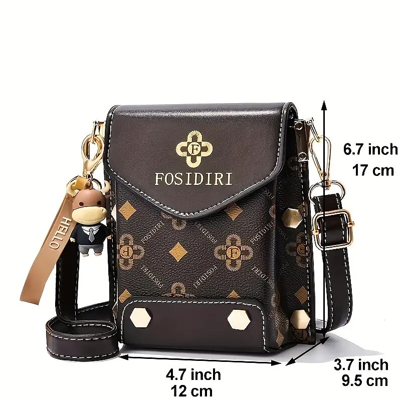 Letter Print Crossbody Bag Mini Pu Leather Square Purse Womens Daily  Shoulder Phone Bag, Save More With Clearance Deals