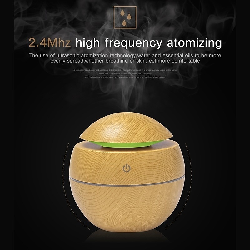 etherische oliediffuser met aroma usb ultrasone luchtbevochtiger voor thuis aromadiffuser stoomdiffuser 7-kleuren led-licht 130 ml kantoor 2025 - $19.99 –P5