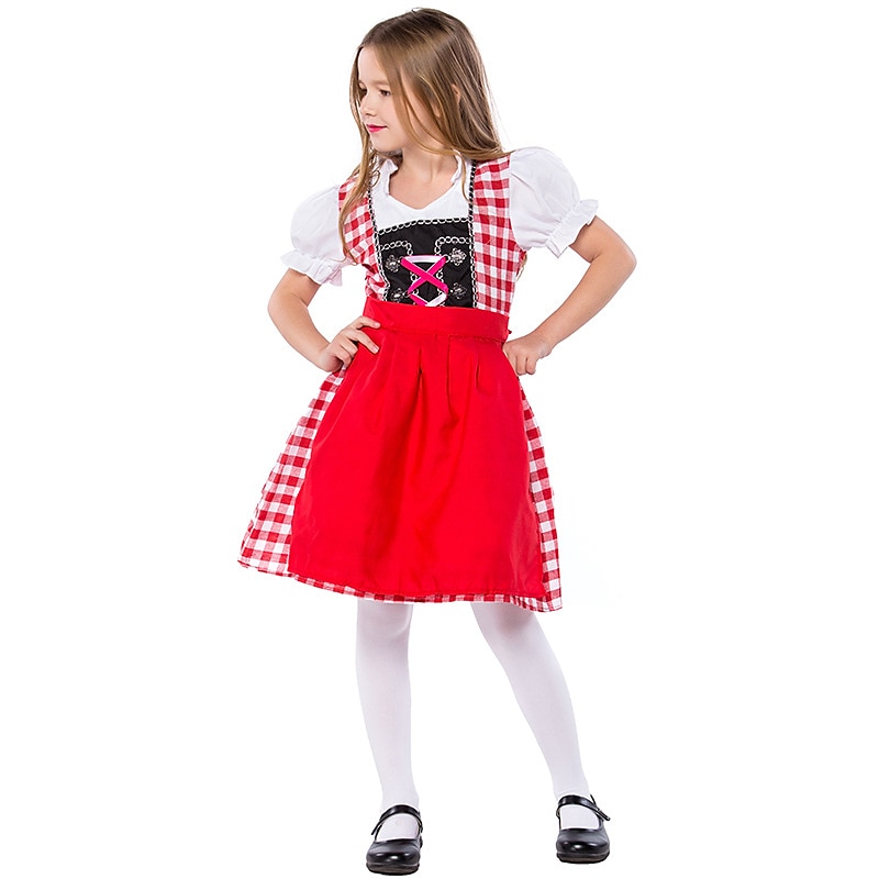 Oktoberfest dirndl Trachtenkleader Dirndl pusero Oktoberfest / Olut baijerilainen baijerilainen Wiesn Perinteinen Tyyli Niityt Tyttöjen Perinteinen tyyli kangas Toppi Leninki Esiliina 2025 - $40.99 –P2