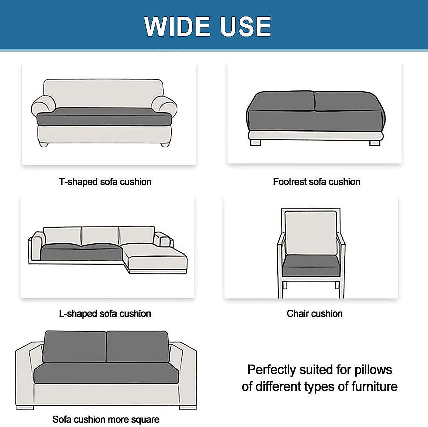 Stretch Sofa seat Cushion Cover Slipcover Elastic Couch Armchair Loveseat 4 or 3 Seater Grey Plain Solid Soft Durable Washable 2025 - $15.49 –P2