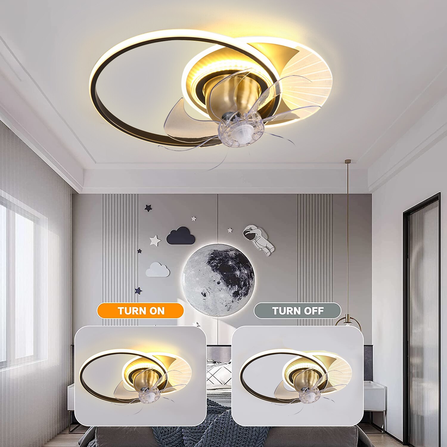Deckenventilator mit Lichtern, 19,5 Zoll, dimmbare LED, 3 Farben, 6 Geschwindigkeiten, Timing, umkehrbare Flügel mit Fernbedienung, Ventilator-Kronleuchter für den Haushalt, flacher, bündig montierter 2025 - $359.89 –P13