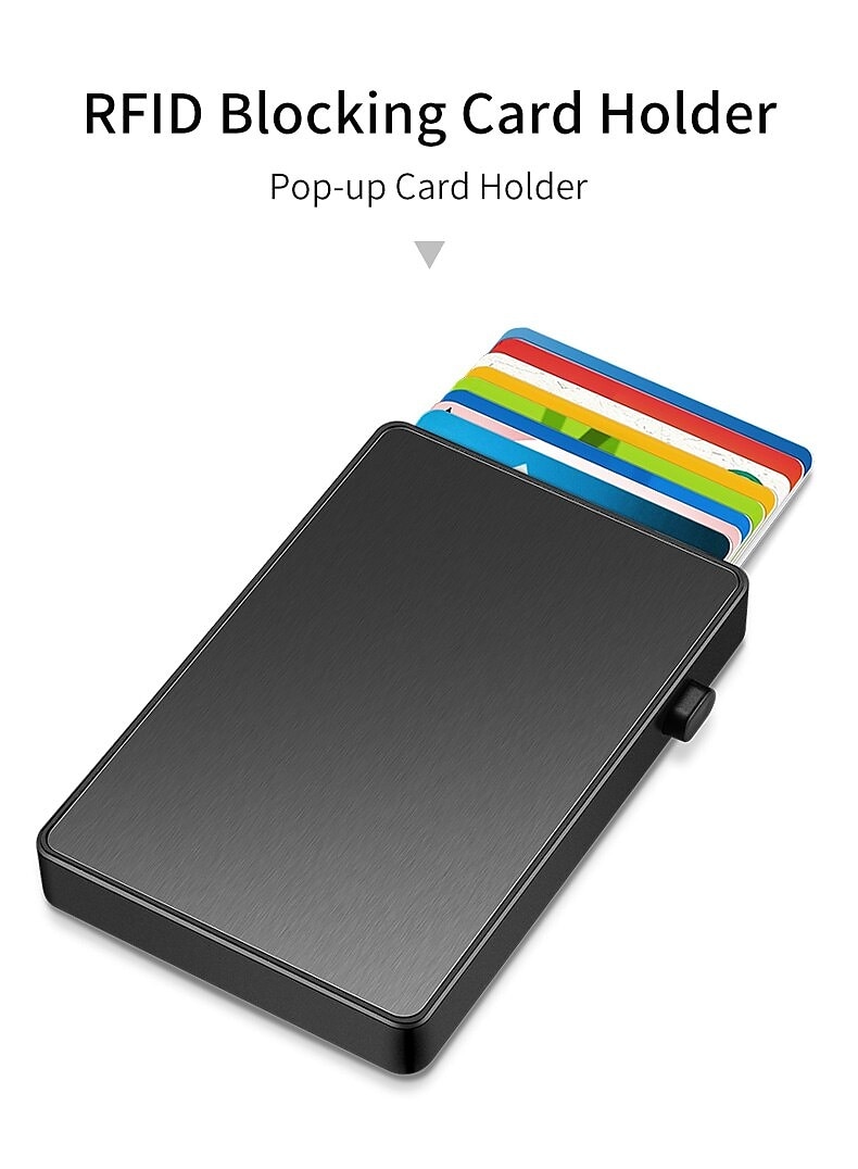 Slim Aluminum Card Holder Wallet ID Credit Card Holder Mini RFID Blocking Automatic Pop Up Bank Card Case Organizer 2025 - $8.99 –P2