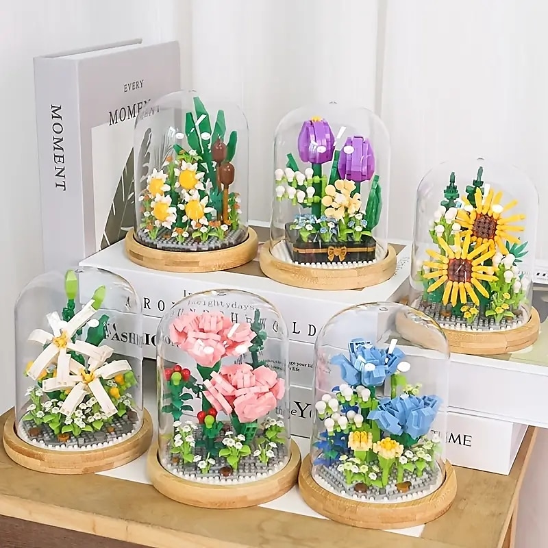 Blocos de construção para presentes do dia das mulheres, crie lindos buquês de flores com este kit de construção de flores de 1 peça - perfeito para adultos&amp; crianças! presentes de dia das mães de 2025 por $35.99 –P3