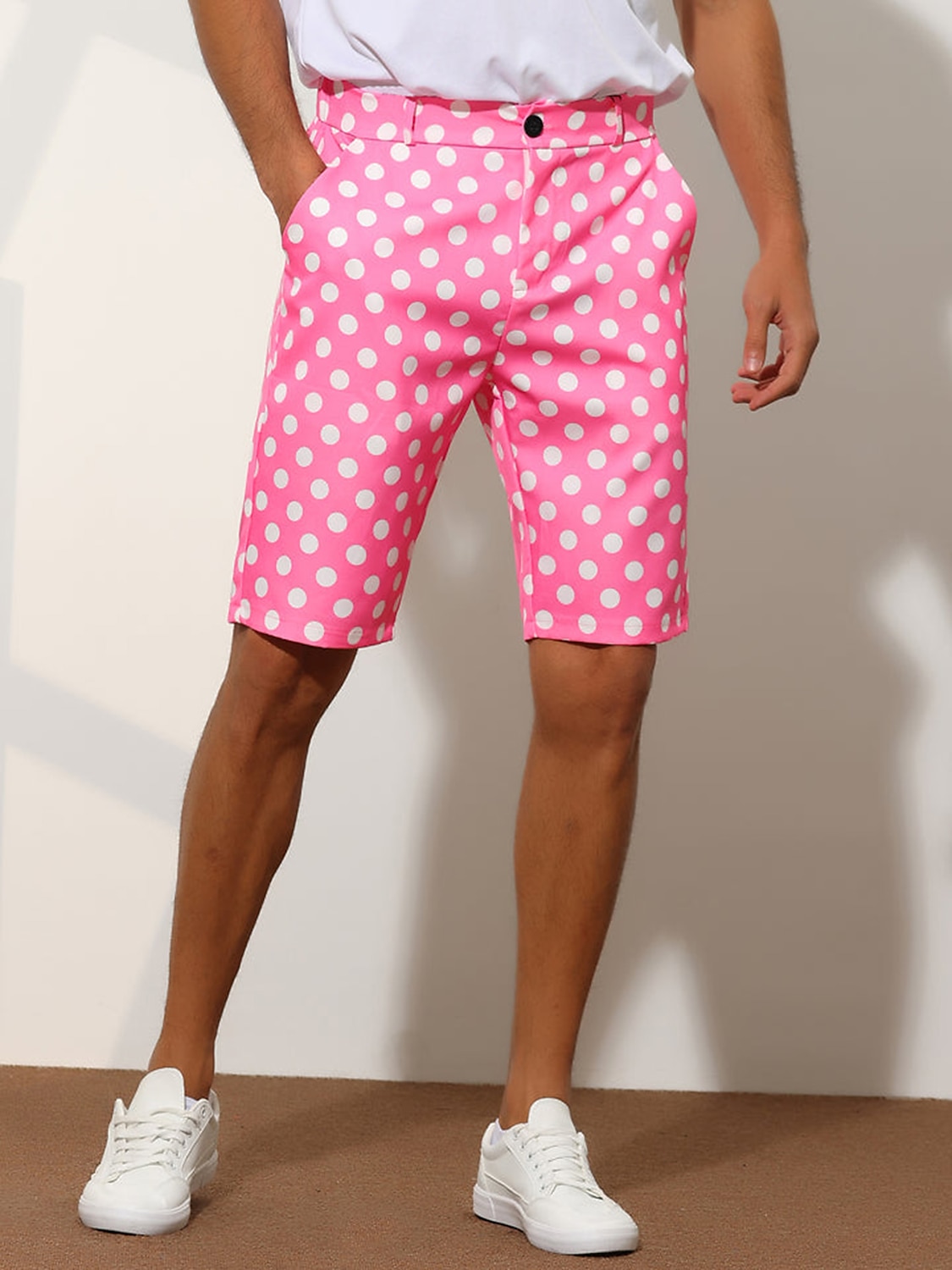 Per uomo Pantaloncini rosa Pantaloncini Pantaloncini chino Bermuda Pantaloncini da lavoro Tasche A pois Comfort Traspirante Esterno Giornaliero Per uscire Di tendenza Informale Nero Bianco del 2026 a $22.99 –P5