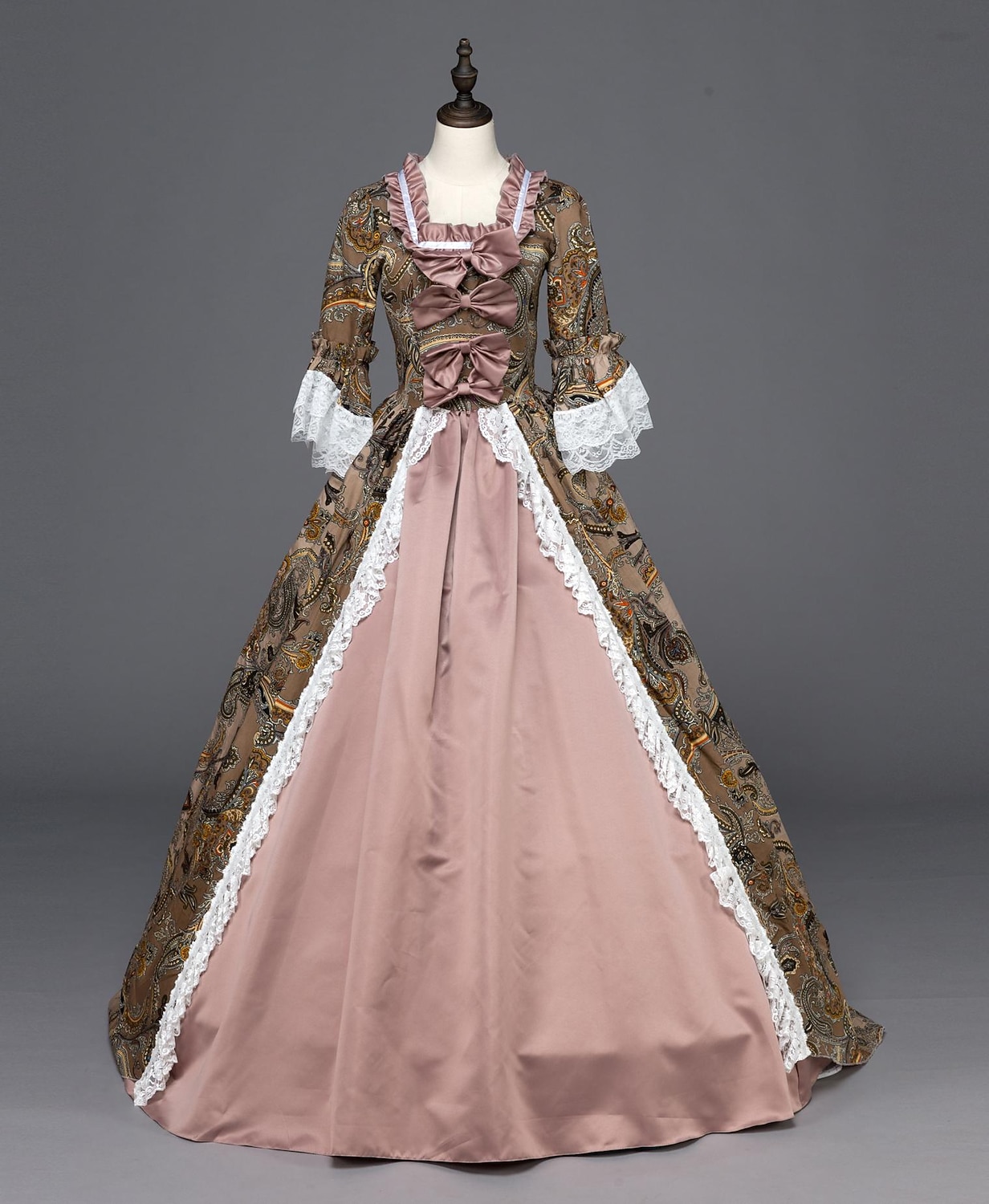 Vintage Rokokoo Viktoriaaninen Maxi Mekot Juhla-asu Naamiaisasu Normaali Juliet hiha Prinsessa Tuhkimo Shakespeare Pitsi Rusetti Prinsessa Nelikulmainen kaula-aukko Naamiaispuku Naisten Tyttöjen 2026 - $143.99 –P5