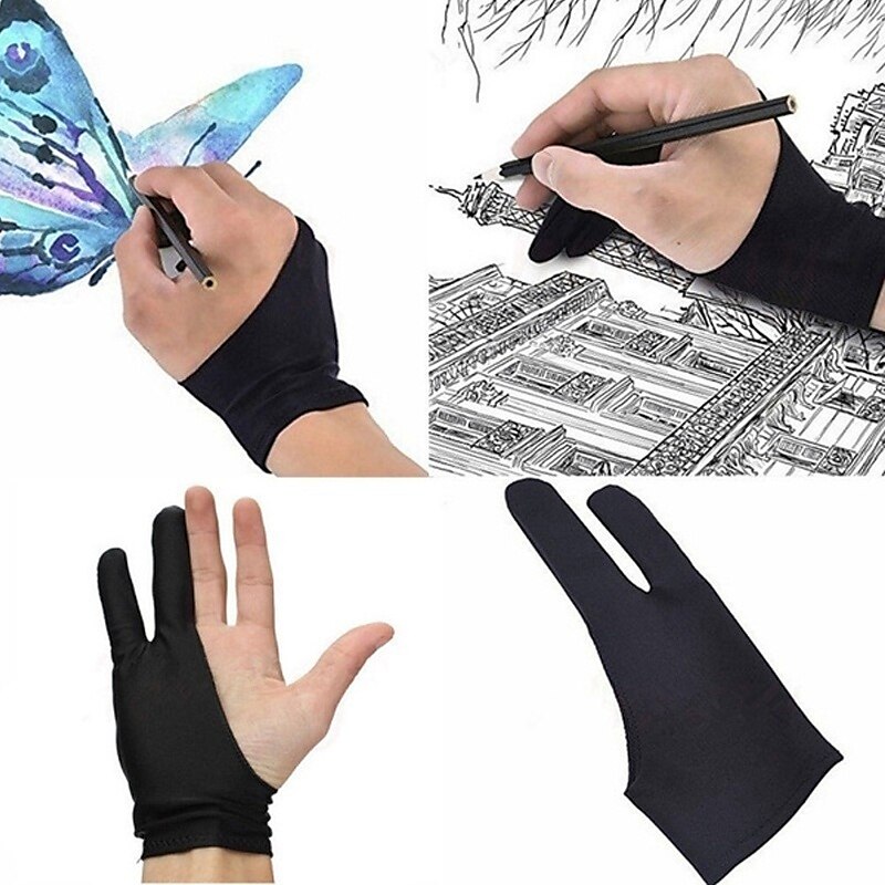 2pcs artista professionista che disegna due dita guanto antivegetativo per tavoletta grafica light pad (neroblurossoviolarosa) del 2025 a $6.99 –P3