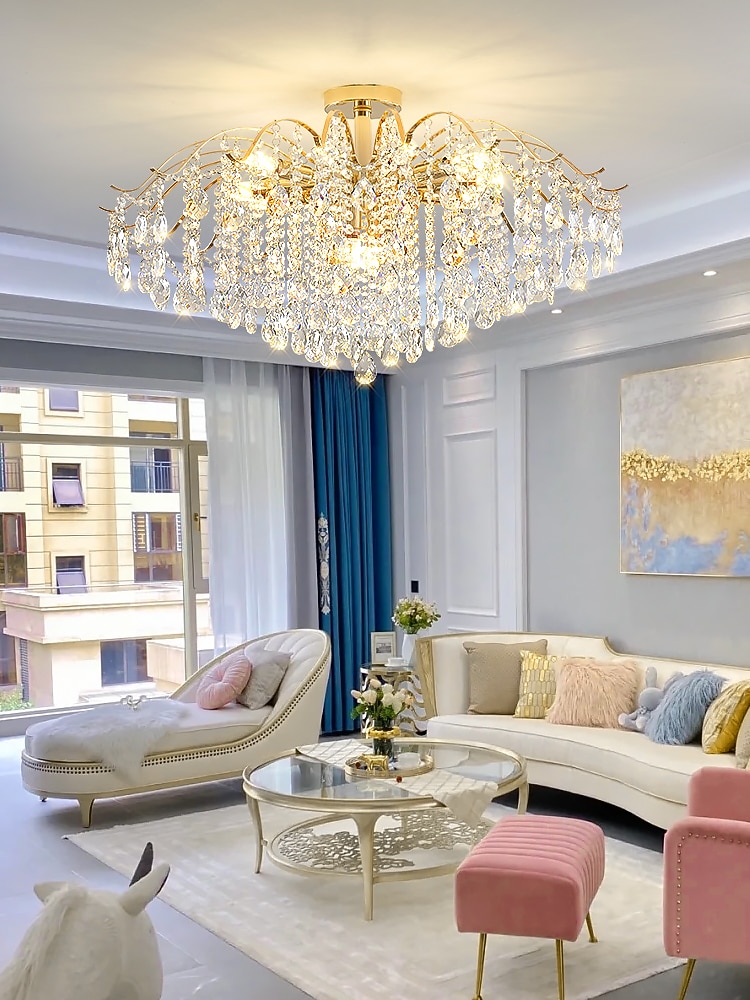 светодиодные люстры, современная роскошь, 42/50/60/80 см, 6/6/12/14-светлый золотой кристалл для домашнего интерьера, кухни, спальни, железное искусство, лампа на ветке дерева, креативная лампа, свет теплого белого цвета, 110-240 В 2025 - $326.79 –P5