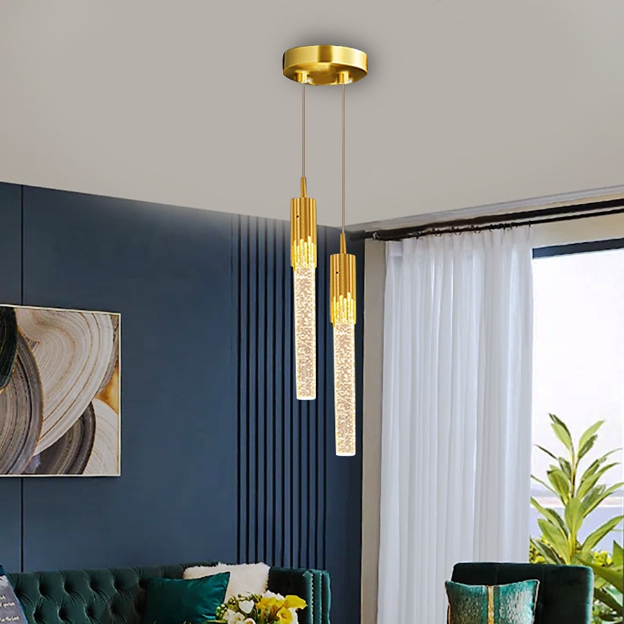 lampada a sospensione a led dimmerabile 1/2/4/5/8 testa lampada moderna in cristallo per isola da cucina, illuminazione a sospensione regolabile per isola cucina, lampadario a led in oro nero per sala del 2025 a $490.49 –P10