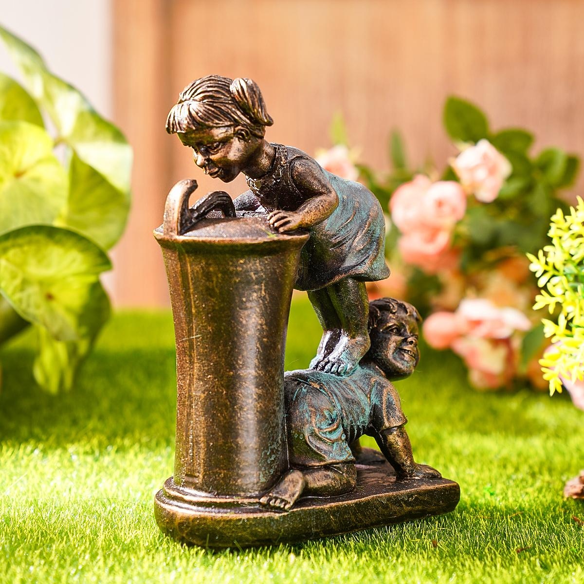 садовая статуя фонтана флуоресцентный свет ночью детская прихоть античная бронзовая скульптура фонтана ландшафтный дизайн украшение для сада газон патио балкон художественный декор 2025 - $12.99 –P6