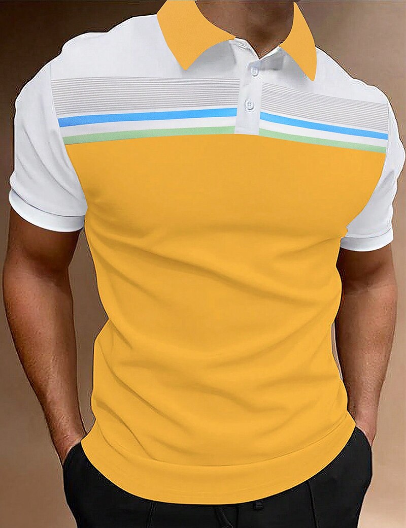 Men's Button Up Polos Polo Shirt Casual Holiday Lapel Short Sleeve Fashion Basic Color Block Button Summer Regular Fit Light Sky Blue Yellow Light Green Pink Burgundy Beige Button Up Polos 2025 - $17.99 –P3