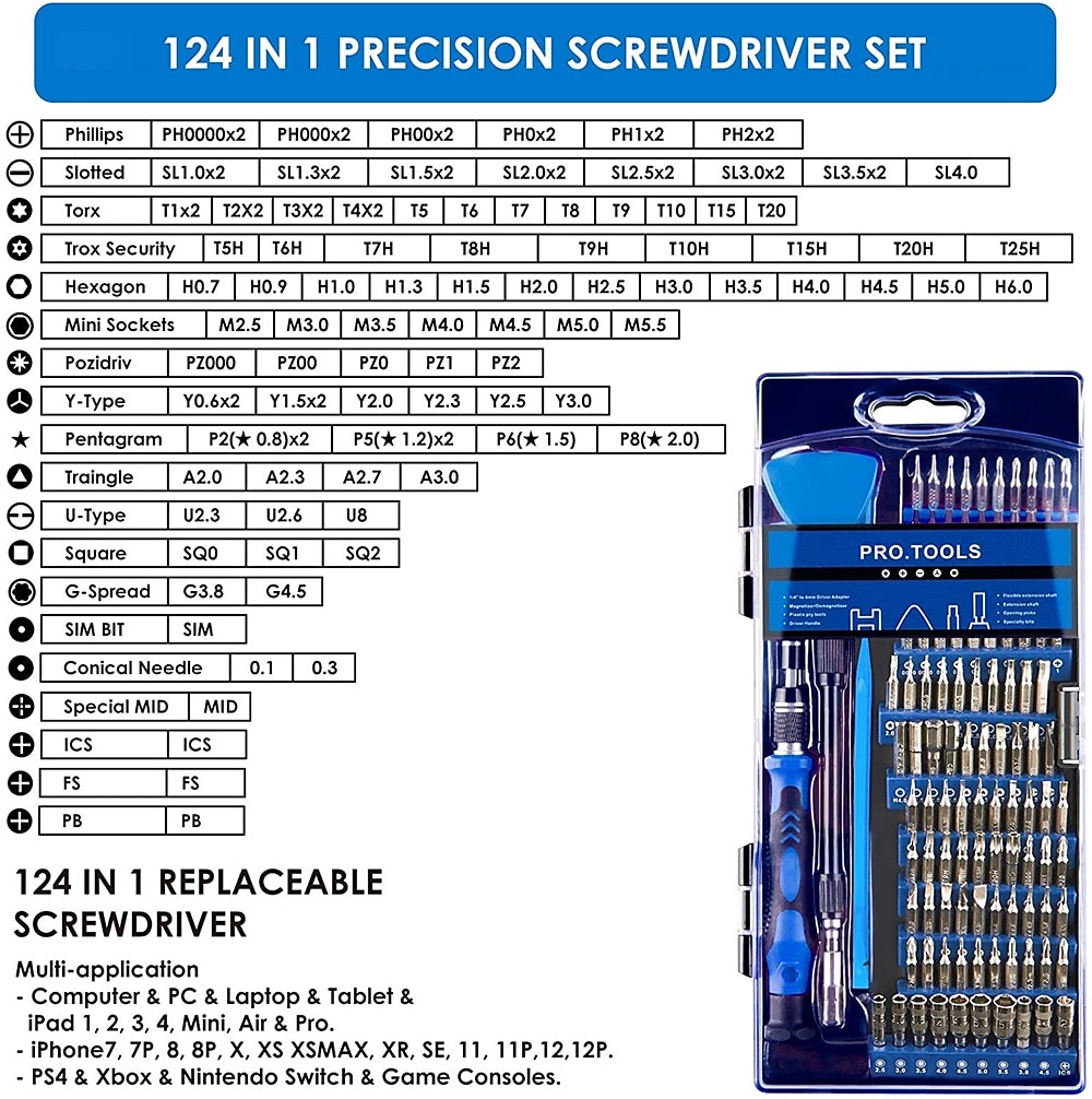124-in-1 Professional Electronics Repair Tool Kit - Precision Screwdriver Set With Magnetic Mini Screwdrivers & Carrying Case 2025 - $38.99 –P1