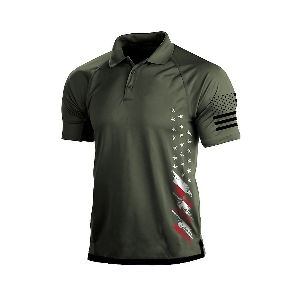 2026年 男性用 ポロシャツ ダークグレー アーミーグリーン ダークネービー 半袖 日焼け防止 吸汗性 トップス 夏 ゴルフの服装 服装 ウェア アパレル  コレクション – $17.99 –P1