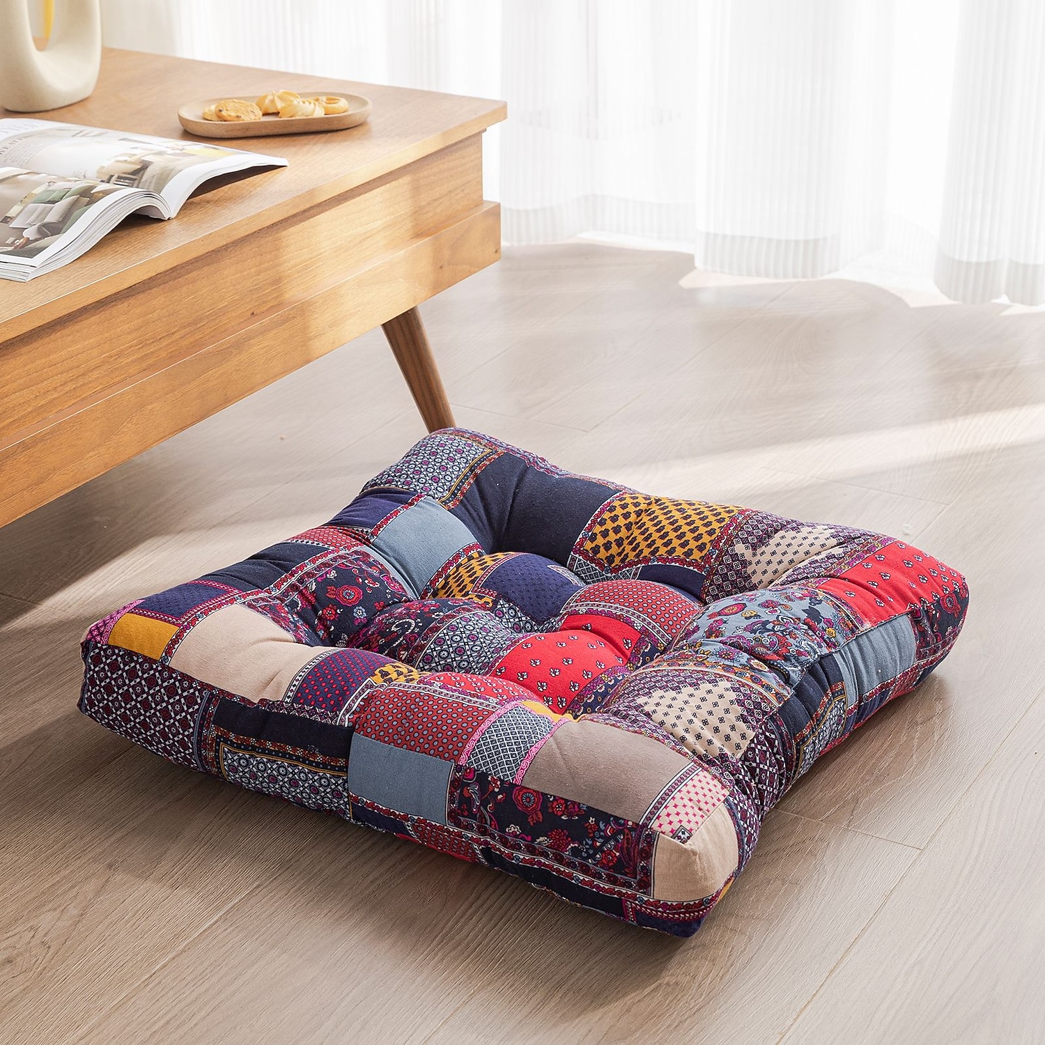 Boho Floor Pillow,Square Floor Seat Cushions Tatami Large