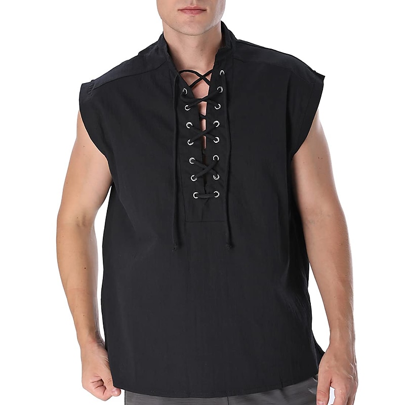 Retro / vintage Keskiaika Renessanssi Liivi T-paita Merirosvo Viikinki Naamiaispuku Miesten Merirosvo Halloween Karnevaali Naamiaiset LARP Aikuisten Pusero Kevät kesä 2026 - $25.99 –P13