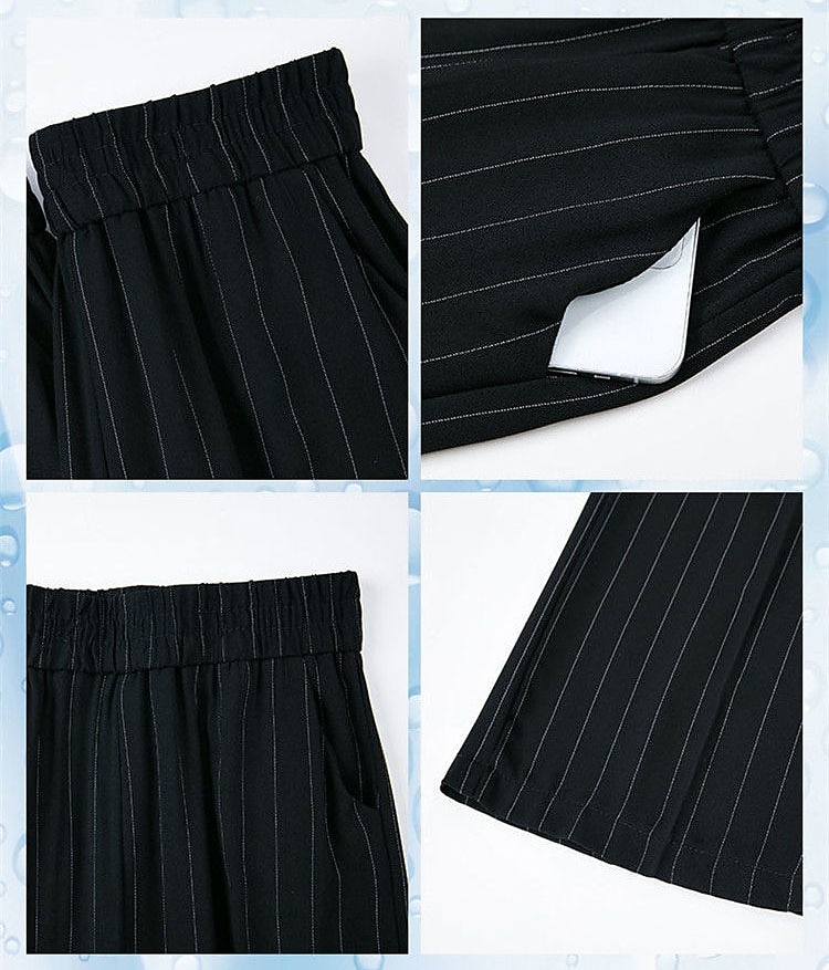 pantaloni da lavoro a gamba larga da donna pantaloni larghi tasca intera microelastico a vita alta streetwear casual strada nero bianco xl 2xl estate primavera del 2025 a $16.99 –P3