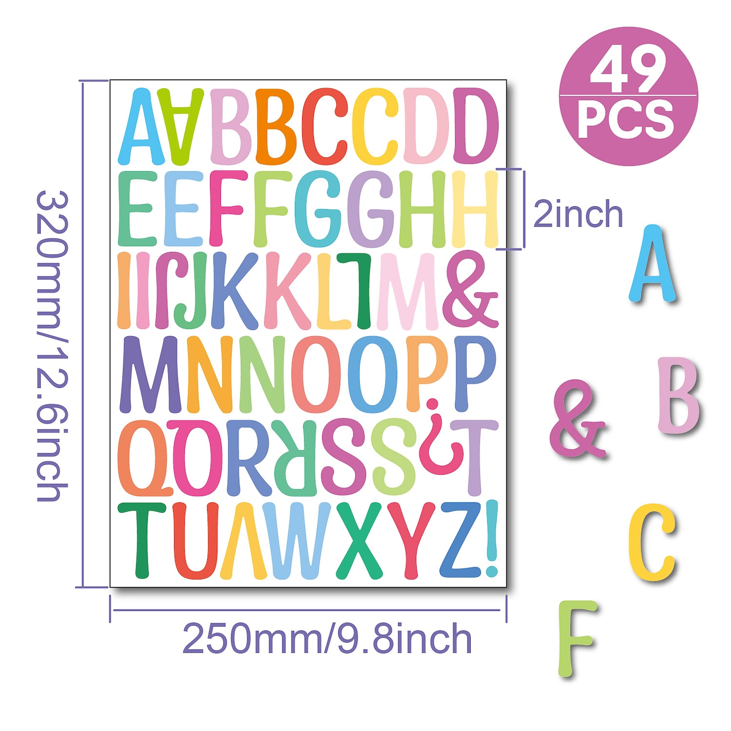 5 Stück Buchstaben-Wandaufkleber, 2 Zoll, numerische Markierungen