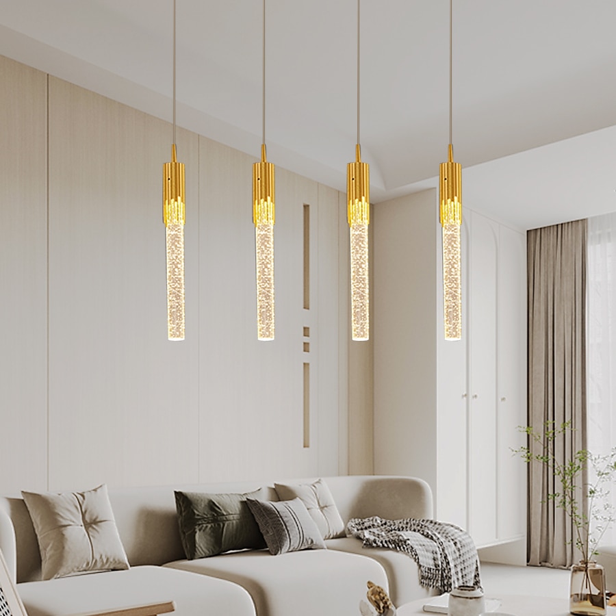 lampada a sospensione a led dimmerabile 1/2/4/5/8 testa lampada moderna in cristallo per isola da cucina, illuminazione a sospensione regolabile per isola cucina, lampadario a led in oro nero per sala del 2025 a $490.49 –P9