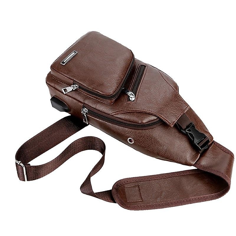 Fashion Men's Casual Crossbody Pouch PU Leather Shoulder Bag Leisure Chest Pack 2025 - $14.99 –P4