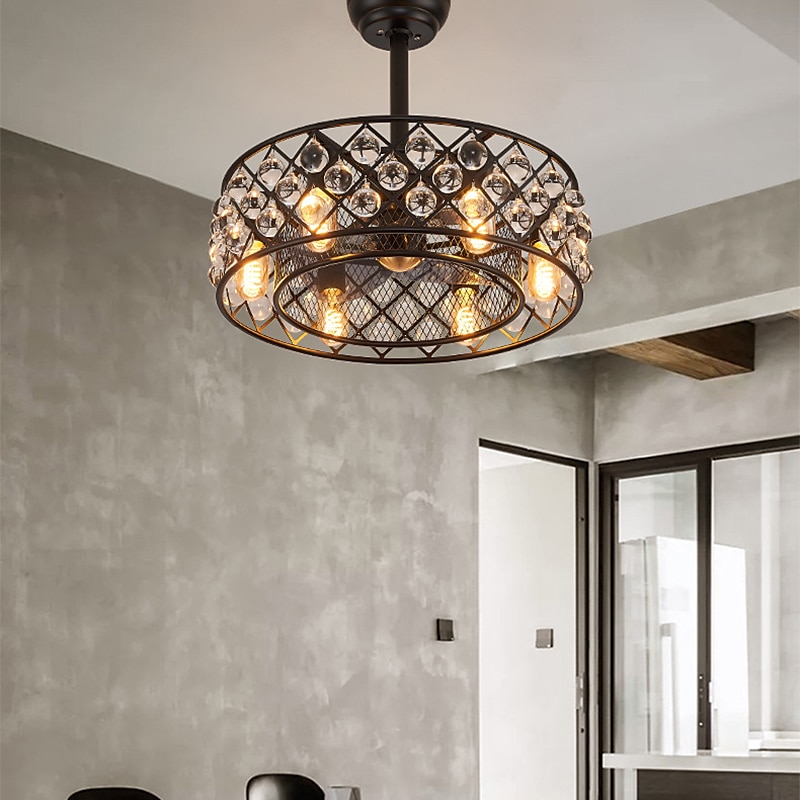 takvifte med lys krystallsvart 21" varmhvit led 6-hastighets timing reversible blader med fjernkontroll, husholdningsviftelysekrone, innendørs lavprofil innfelt takvifte 110-120v 2025 - $374.29 –P3