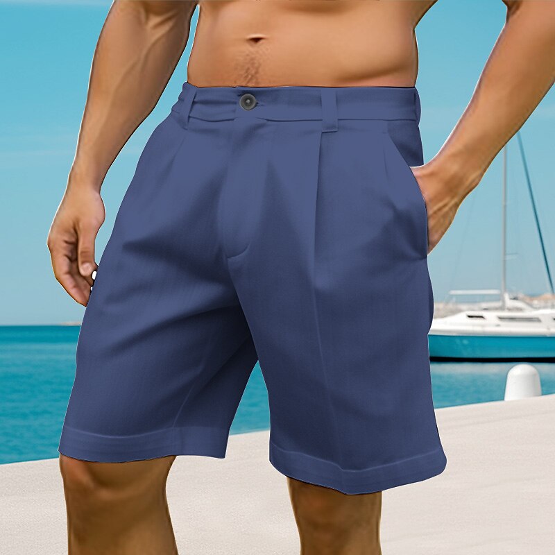 Per uomo Pantaloncini Pantaloncini di lino Pantaloncini estivi Pantaloncini da spiaggia Pulsante Tasche Gamba dritta Liscio Comfort Traspirante Breve Informale Giornaliero Per eventi Misto cotone e del 2025 a $17.99 –P8