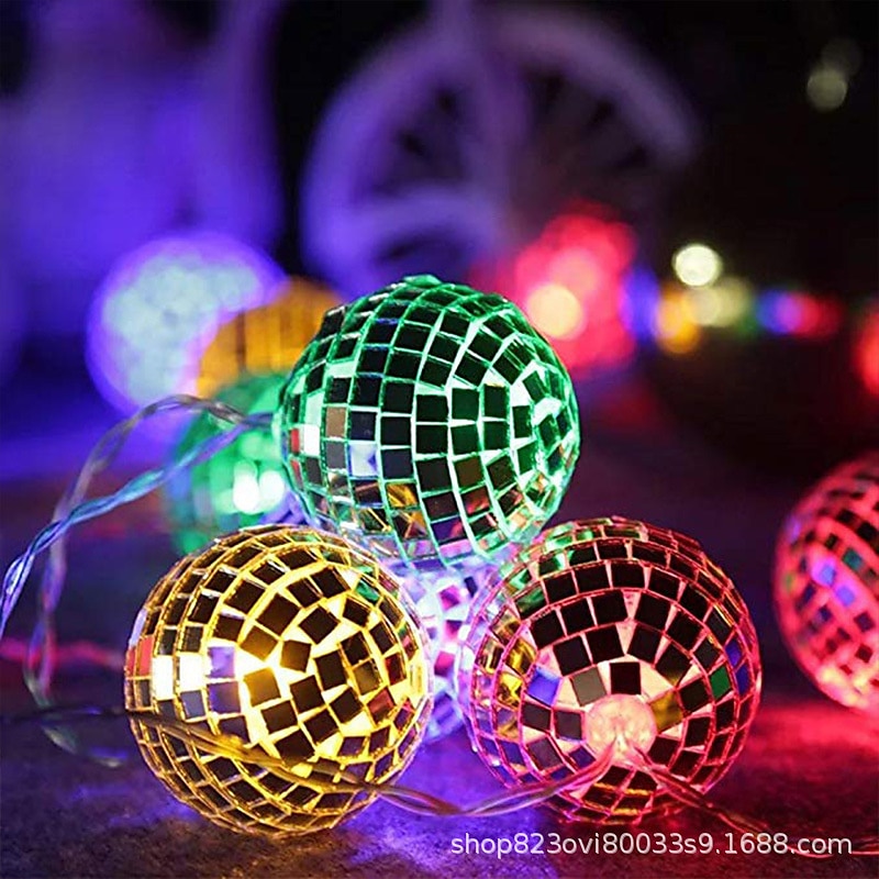 2025年 ディスコボールミラー LED パーティーライトストリングクリスマスランタン休日の壁窓木の装飾屋内屋外パティオパーティー庭庭子供寝室リビング 1.5 メートル/3 メートル 10led/20led コレクション – $14.99 –P9