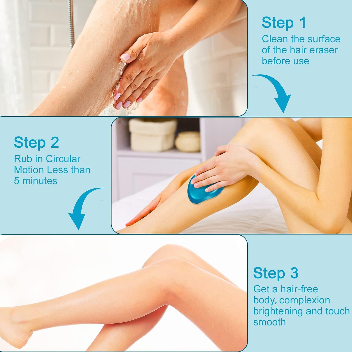Gomme à cheveux en cristal pour femmes et hommes, dispositif d'épilation en cristal réutilisable outil d'épilation exfoliation indolore magique, gomme à cheveux magique pour les jambes des bras de 2025 ? $14.99 –P5
