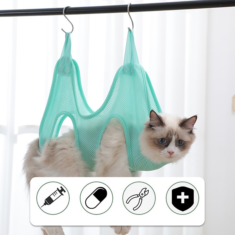 Cat Beauty Hammock Cat Nail Clipper Anti Scratch And Anti Bite Cat Hammock Bath Tool Pet Cleaning Hammock Hanging Type 2025 - $14.49 –P2