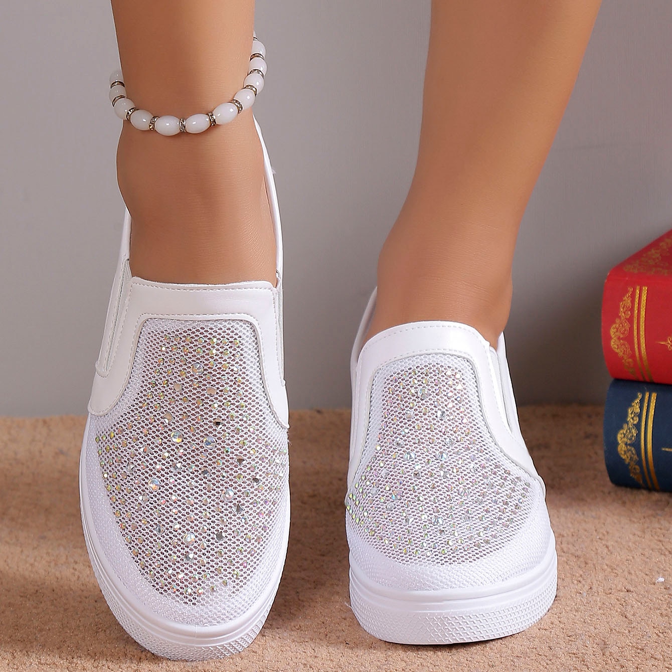 Women's Sneakers Slip-Ons Wedge Heels Height Increasing Shoes Platform Sneakers Daily Solid Color Galaxy Glow in the Dark Rhinestone Wedge Heel Hidden Heel Round Toe Fashion Sporty Casual Walking Mesh 2023 - AED 139 –P5