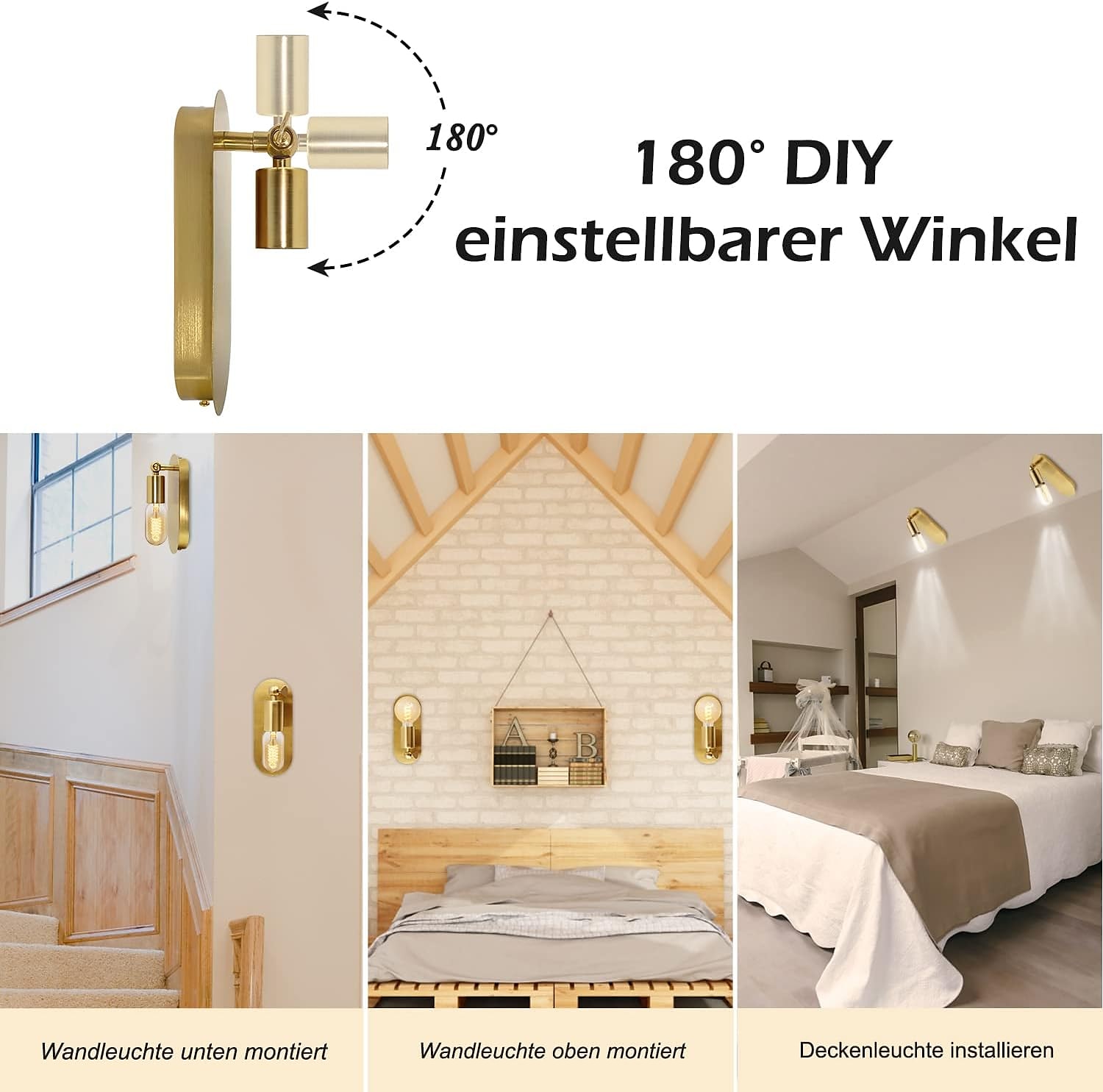laiton salle de bain applique e27 rétro éclairage mural éclairage intérieur vintage or applique murale 2 pièces tournant applique e27 applique murale intérieur métal pour galerie restaurant café de 2025 ? $49.99 –P6