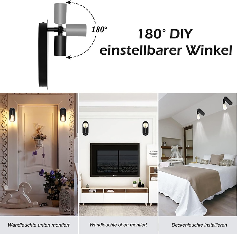 laiton salle de bain applique e27 rétro éclairage mural éclairage intérieur vintage or applique murale 2 pièces tournant applique e27 applique murale intérieur métal pour galerie restaurant café de 2025 ? $49.99 –P10